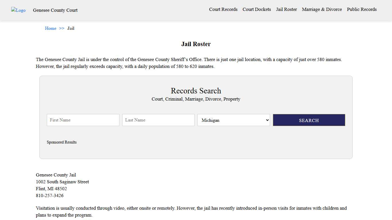 Jail Roster | Genesee County Court